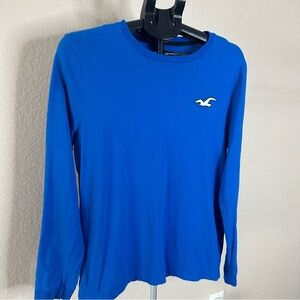 Hollister Men’s Blue Long Sleeve T-Shirt - Size Medium